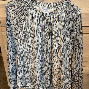 Nine West Black and White Animal Print Top